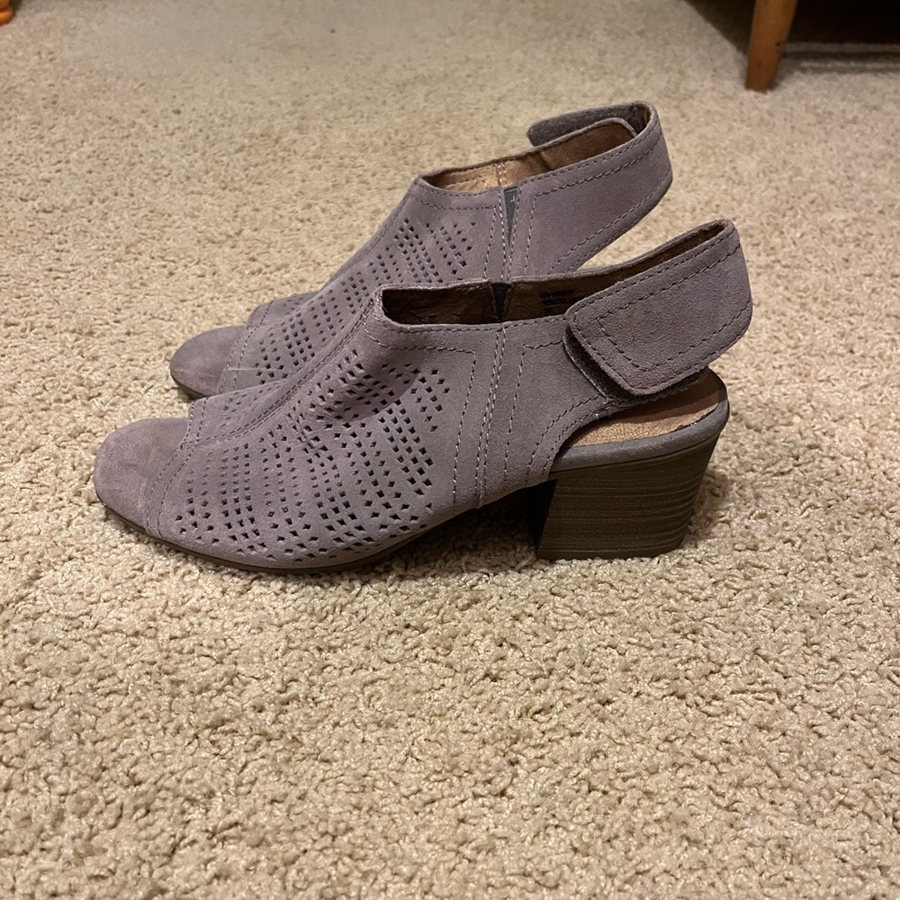White Mountain Gray Mules with Perforated Design